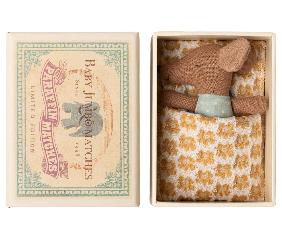 Maileg - Sleepy/wakey baby muis in lucifersdoos - Blue.