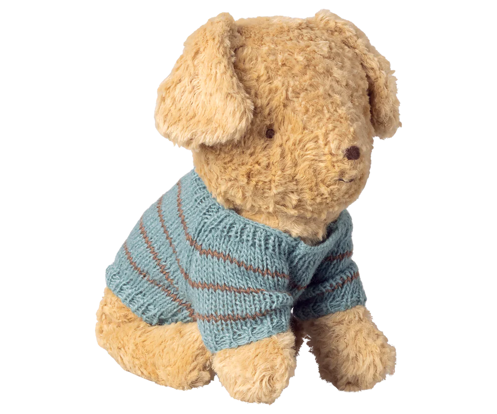 Maileg - Gebreide trui puppy - Dusty Blue. Verwacht april