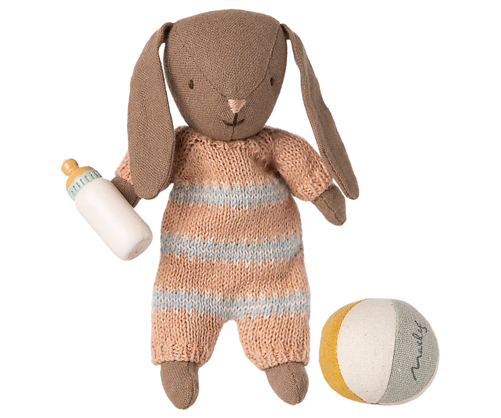 Maileg - Set konijn micro bruin - dusty rose. Verwacht november.
