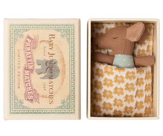 Maileg - Sleepy/wakey baby muis in lucifersdoos - Blue.