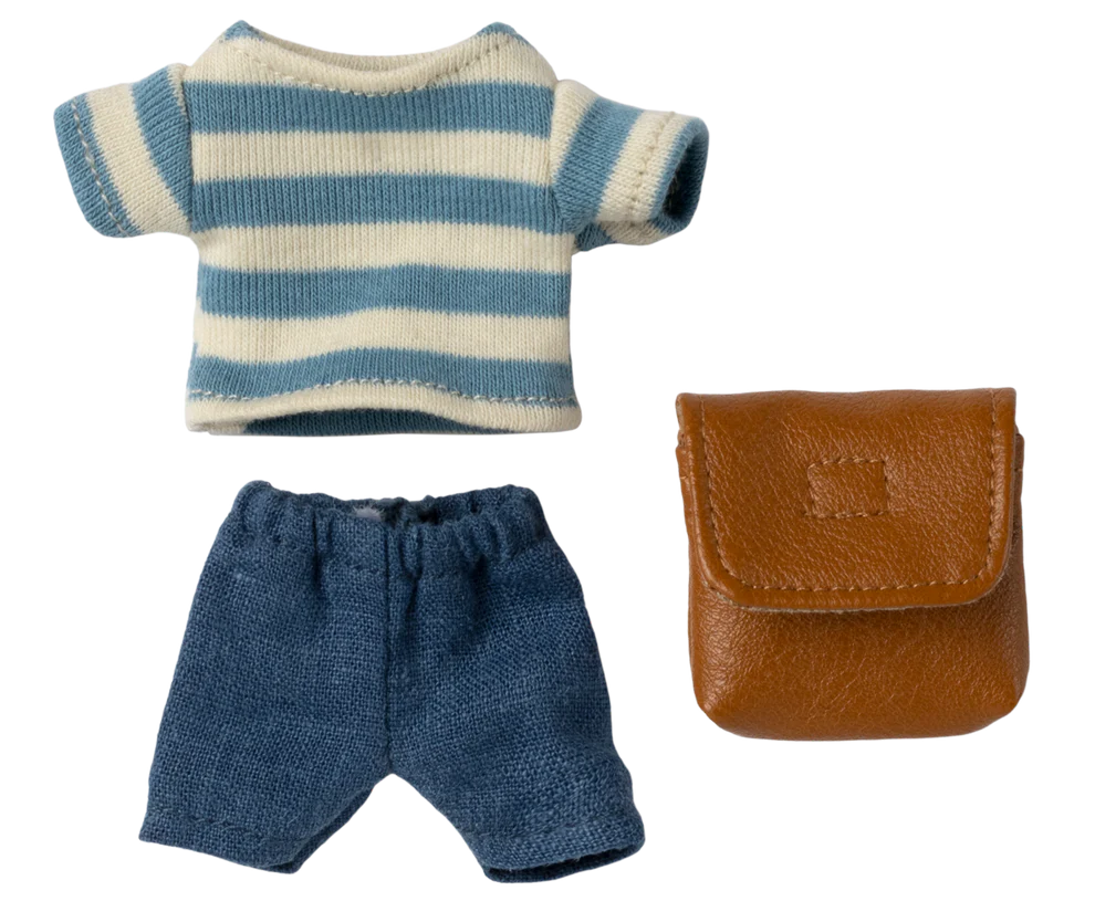 Maileg - Kleding set met rugtas - Bruin - Grote broer muis. Verwacht mei