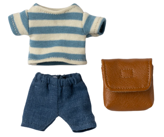 Maileg - Kleding set met rugtas - Bruin - Grote broer muis. Verwacht mei