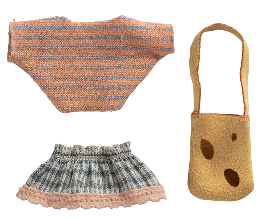 Maileg - Kleding set met tas - Kleine zus muis. Verwacht juni