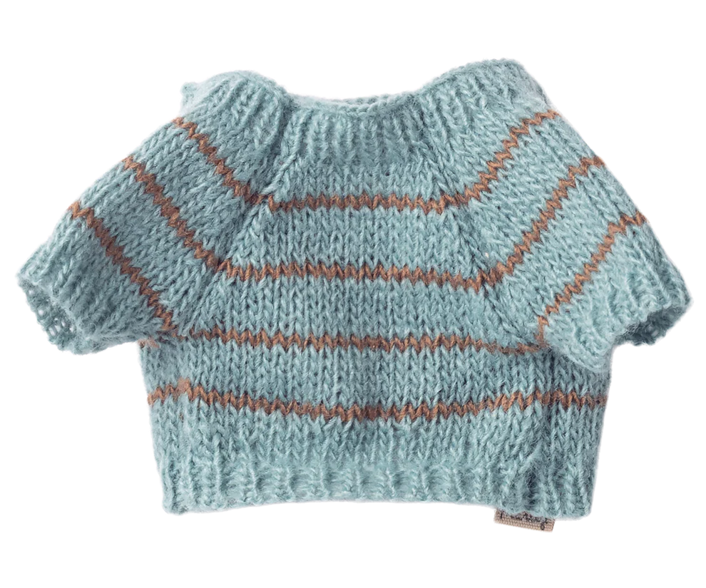 Maileg - Gebreide trui puppy - Dusty Blue. Verwacht april
