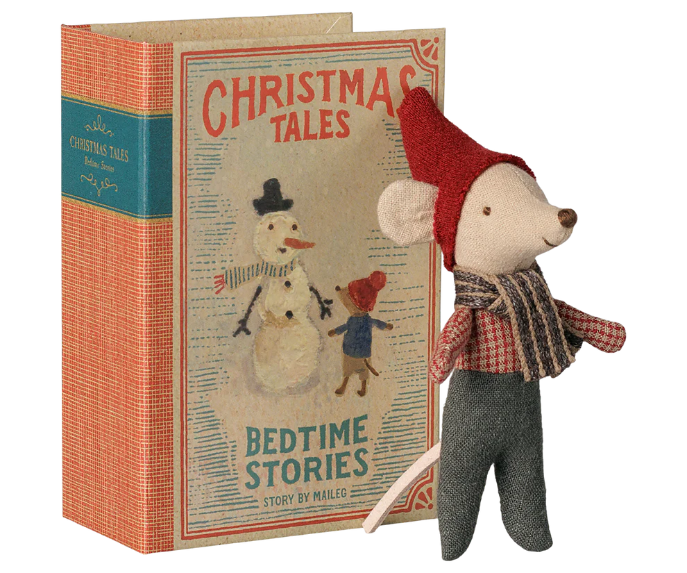 Maileg - kerstmuis, babymuis in boek. Verwacht september
