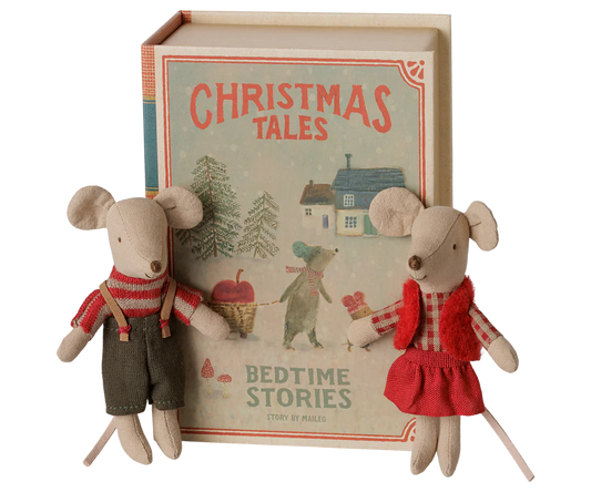 Maileg - Kersttweelingmuisjes - Kleine zus en broer in boek. Verwacht september