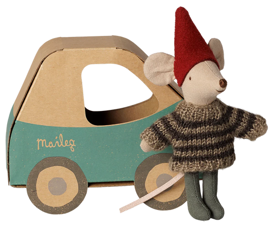 Maileg - Kerstmuis kleine broer in autodoos. Verwacht november